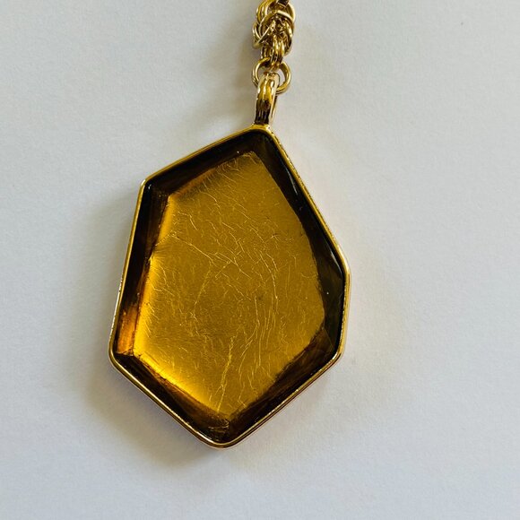 Chico's Gold Tone Large Pendant Statement Necklace Rolo Chain 18 inches - Picture 2 of 10